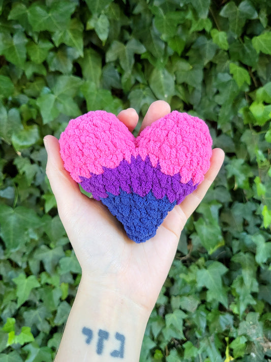 Bi Pride Mini Heart Plushie | Made by queer artist!