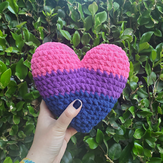 Bi Pride Heart Plushie | Made by queer artist!