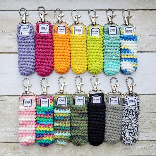 Lip Balm Holder Keychain | 30 colors! | Crochet Chapstick Holder