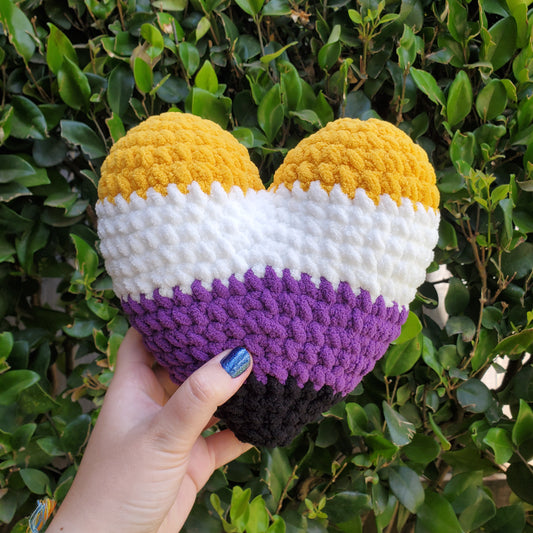 Nonbinary Pride Heart Plushie | Made by queer artist!