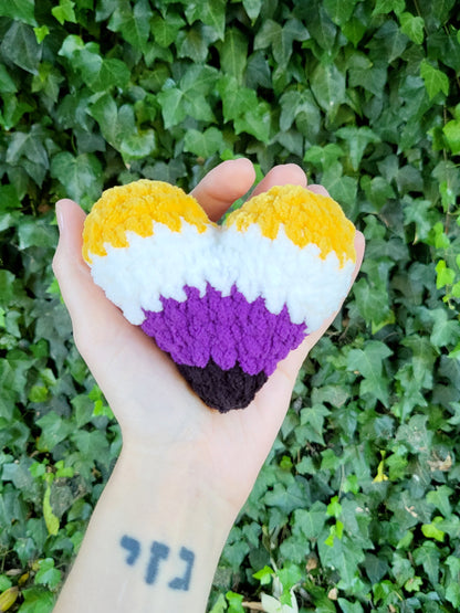 Enby Pride Mini Heart Plushie | Made by queer artist!