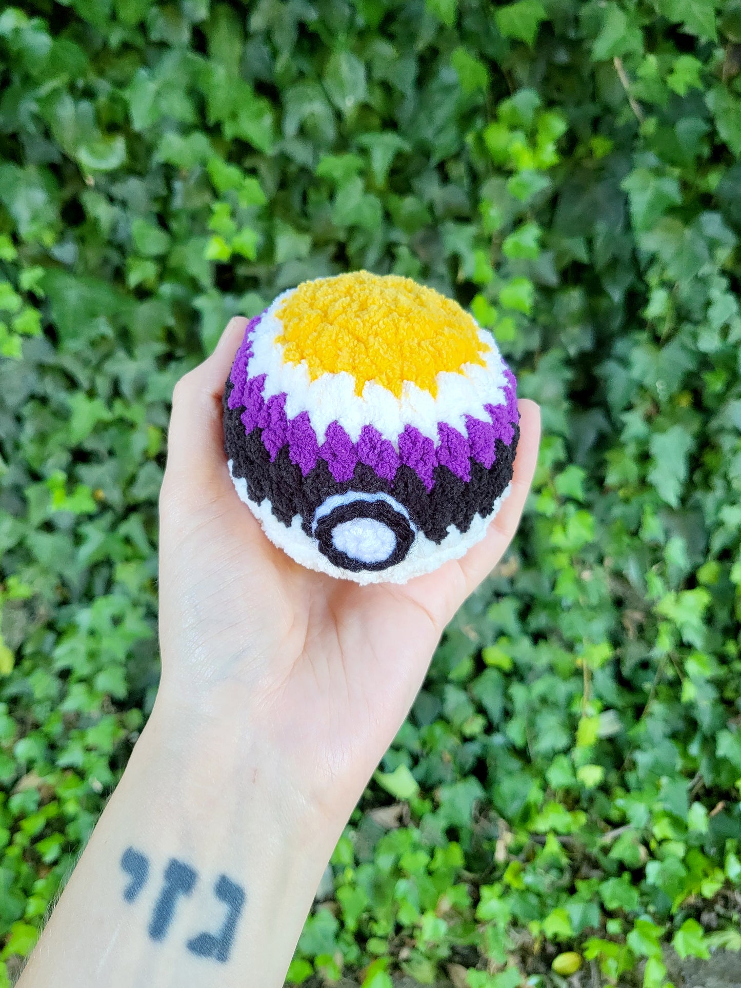 Enby Pride Mini Pokéball Plushie | Made by queer artist!