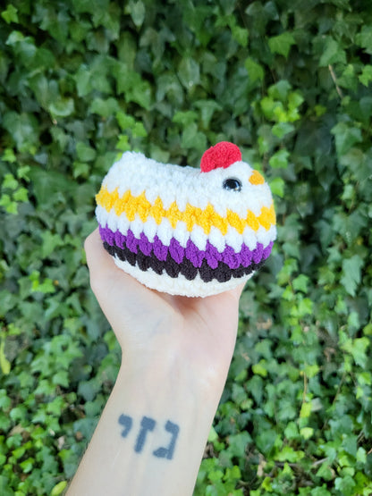 Enby Pride Chicken Plushie | Made by queer artist!