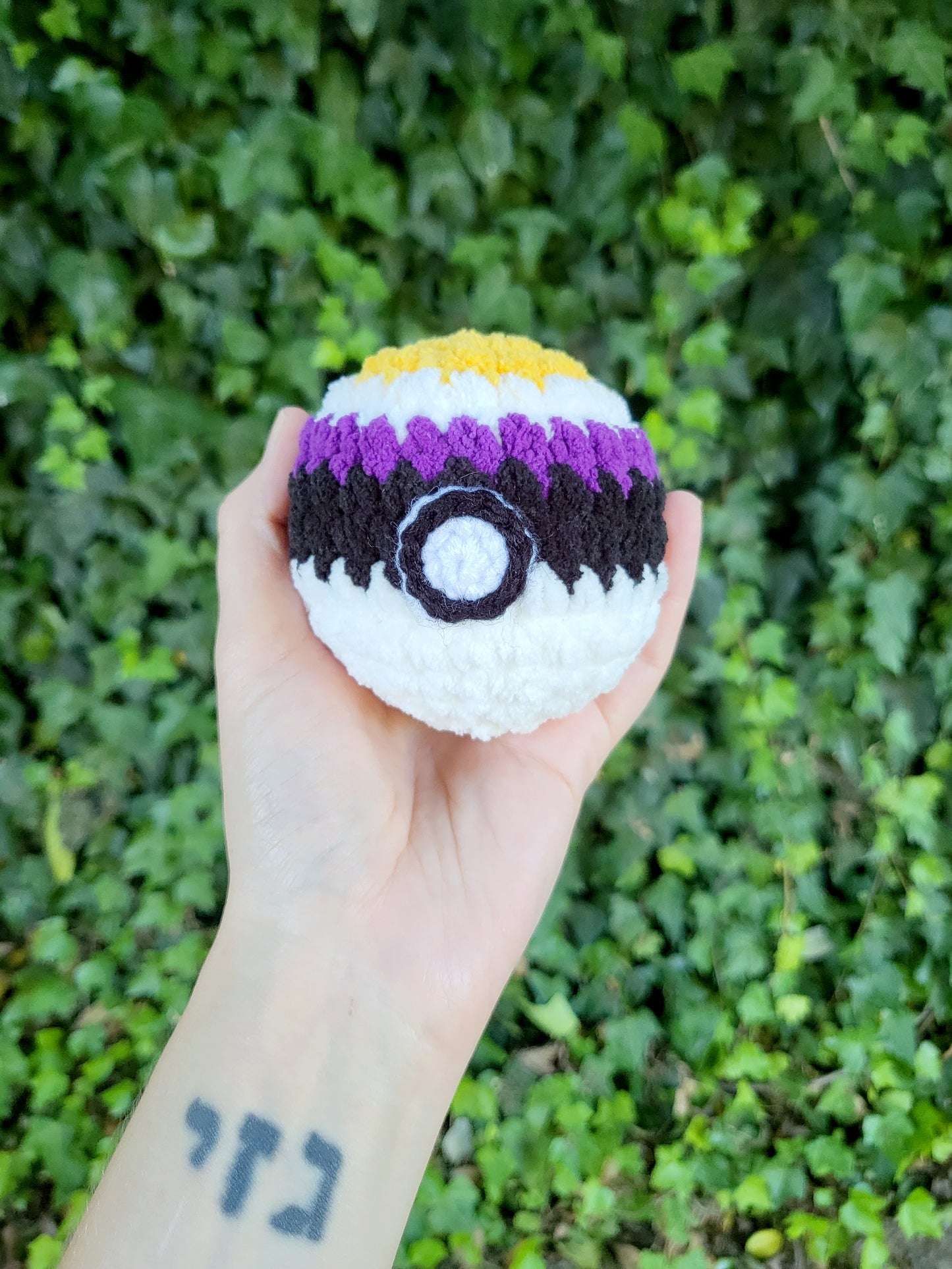 Enby Pride Mini Pokéball Plushie | Made by queer artist!