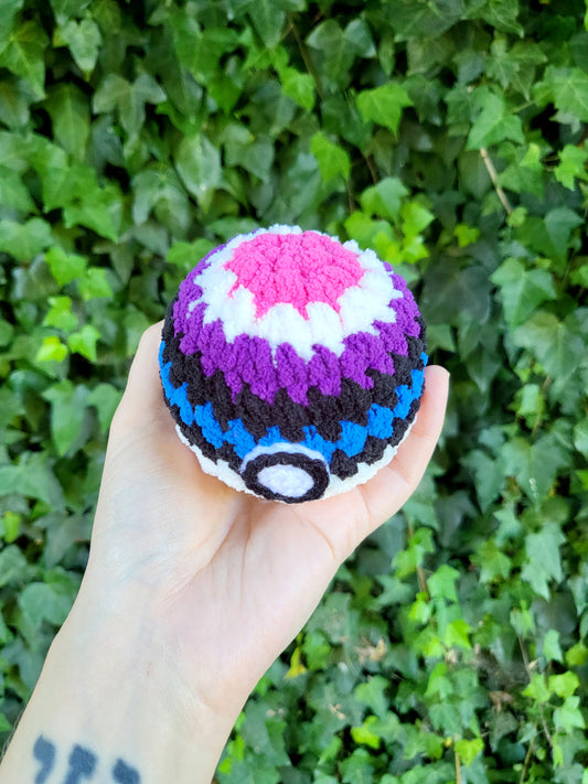 Genderfluid Pride Mini Pokéball Plushie | Made by queer artist!