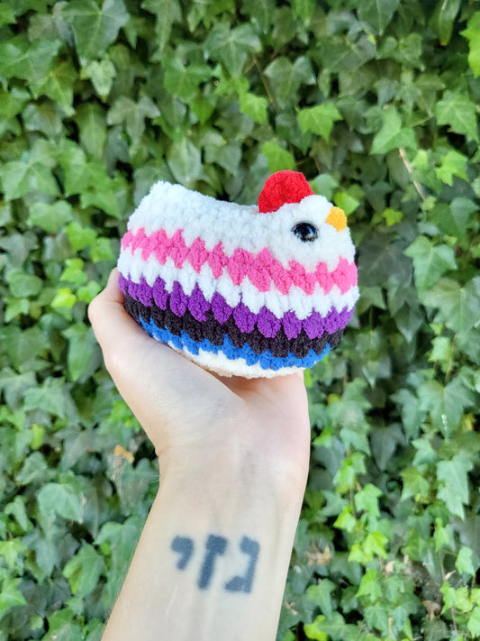 Genderfluid Pride Chicken Plushie | Made by queer artist!