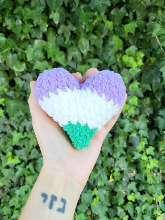 Genderqueer Pride Mini Heart Plushie | Made by queer artist!