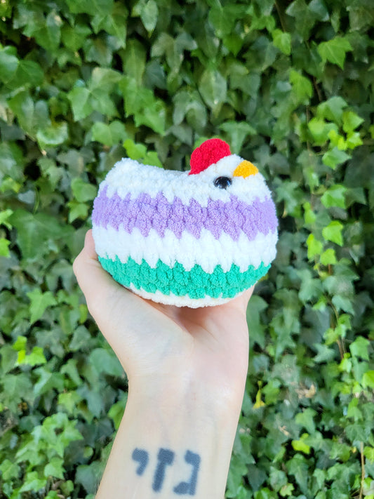 Genderqueer Pride Chicken Plushie | Made by queer artist!