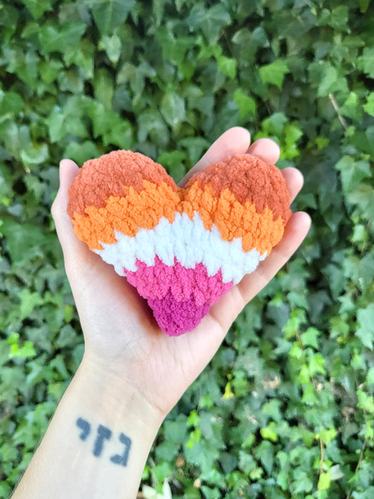 Lesbian Pride Mini Heart Plushie | Made by queer artist!