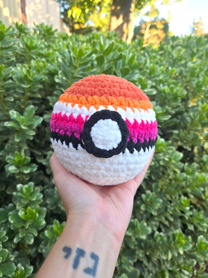 Lesbian Pride Pokéball Plushie | Made by queer artist!