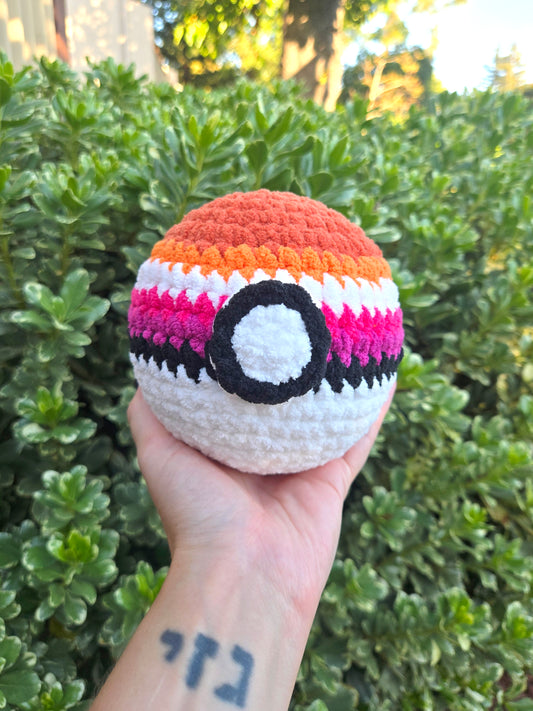 Lesbian Pride Pokéball Plushie | Made by queer artist!