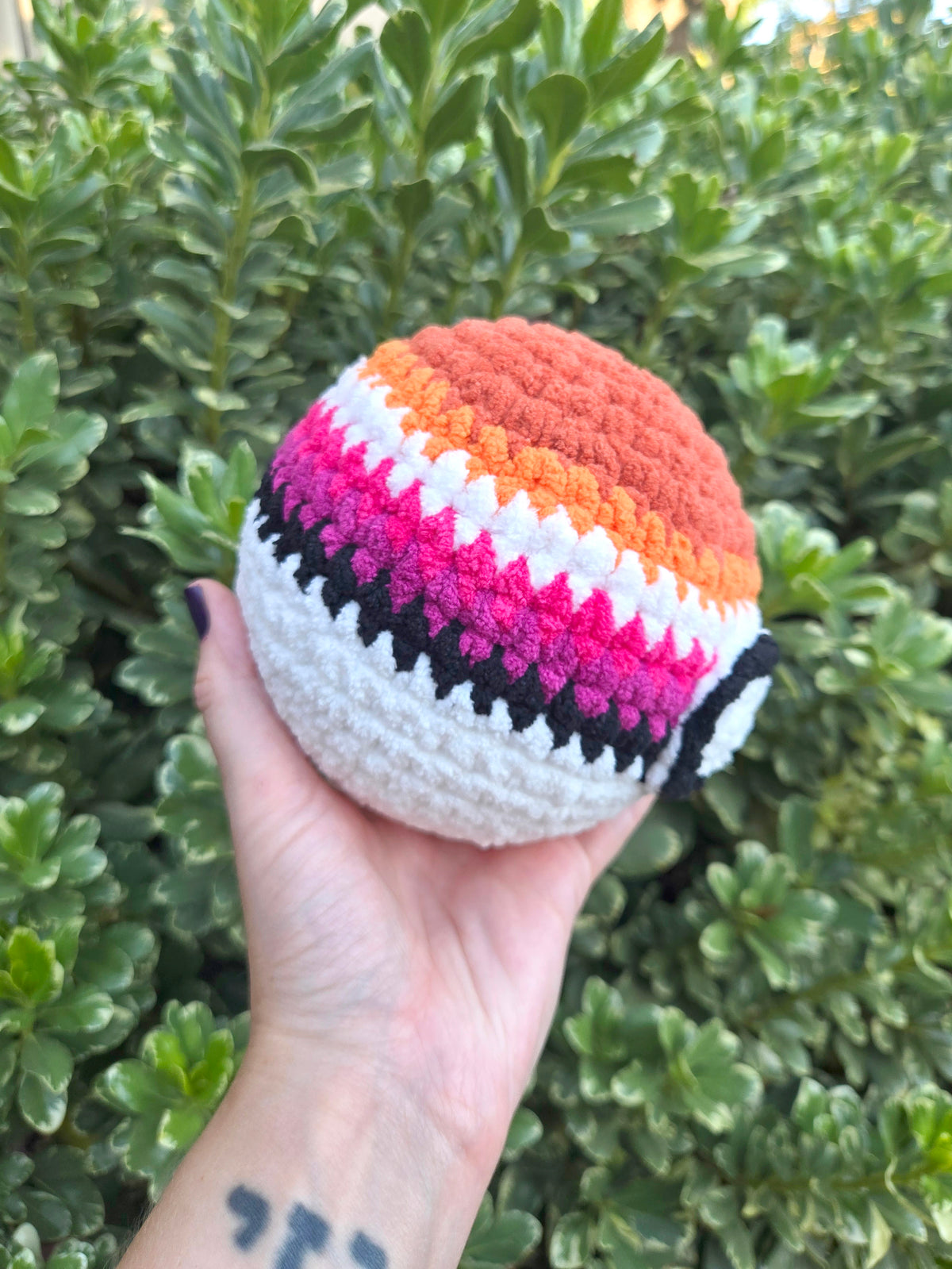 Lesbian Pride Pokéball Plushie | Made by queer artist!