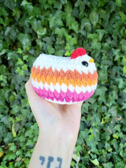 Lesbian Pride Chicken Plushie | Made by queer artist!