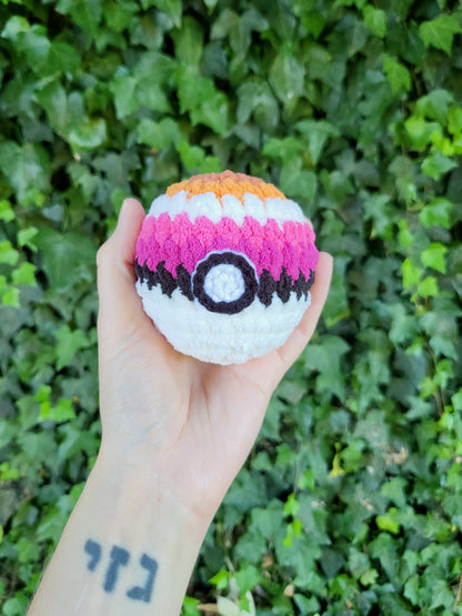 Lesbian Pride Mini Pokéball Plushie | Made by queer artist!