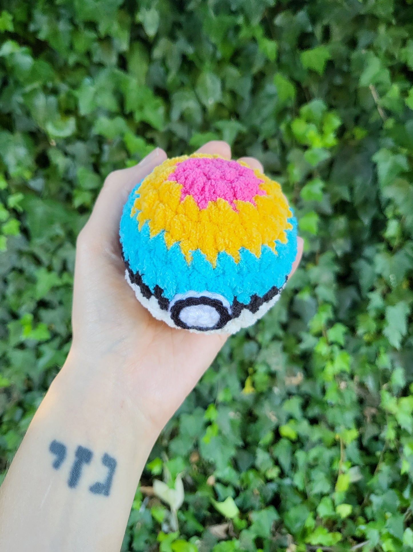 Pan Pride Mini Pokéball Plushie | Made by queer artist!