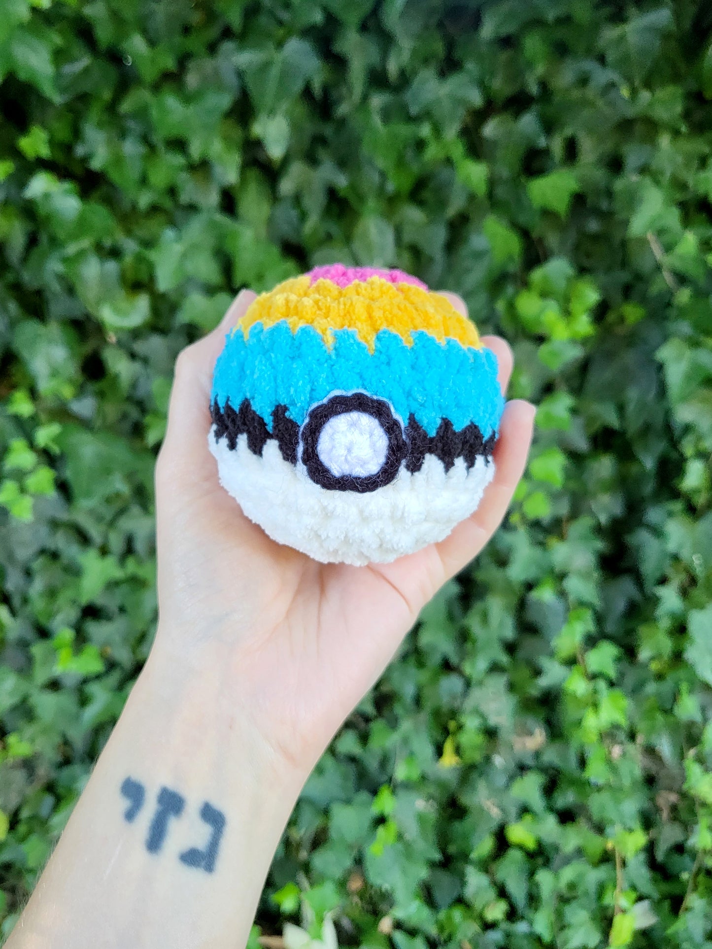 Pan Pride Mini Pokéball Plushie | Made by queer artist!