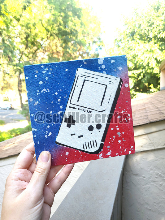 Blue & Red Game Boy 6" Original Painting