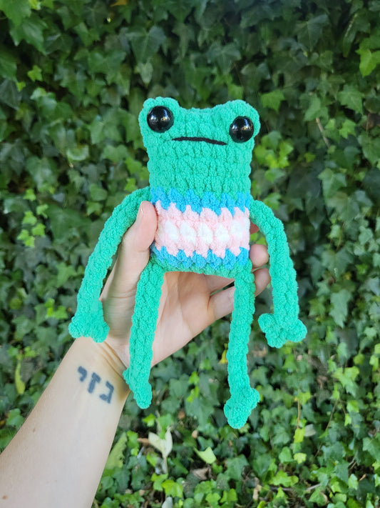 Trans Pride Frog Plushie | Made by queer artist!