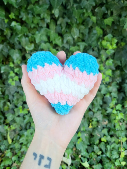 Trans Pride Mini Heart Plushie | Made by queer artist!