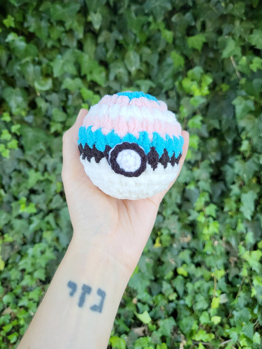 Trans Pride Mini Pokéball Plushie | Made by queer artist!