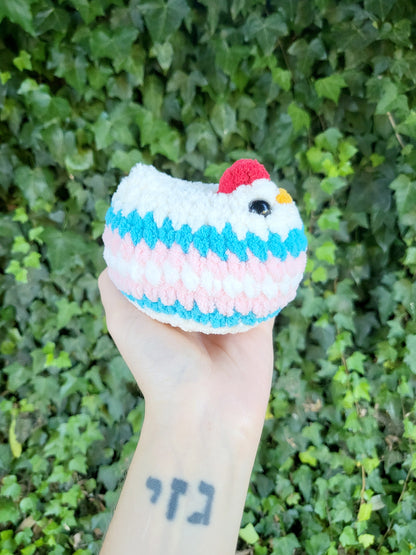 Trans Pride Chicken Plushie | Made by queer artist!