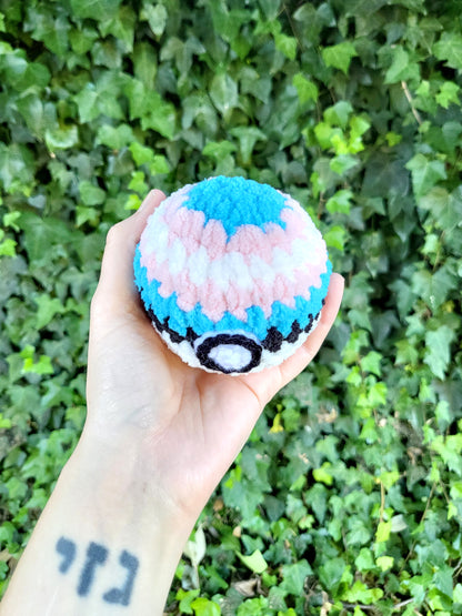 Trans Pride Mini Pokéball Plushie | Made by queer artist!