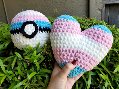 Trans Pride Pokéball Plushie | Made by queer artist!